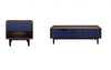 Ensemble de 2 tables Duane style milieu du siecle moderne : table basse et table d’appoint, bleu marine