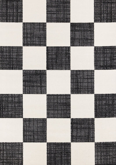 Covington Black White Checkered Pattern Rug, 6'7" x 9'10" Indoor Area Rug | Tapis Covington a Carreaux Noir et Blanc, 6'7" x 9'10"