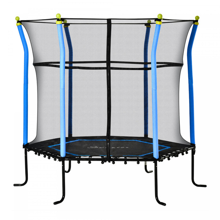 Soozier Mini Trampoline Pour Enfants De 63\" Pour Interieur/exterieur Avec Filet D'enceinte, Poteau Elastique Epais Rembourre, Cadeau Pour Enfant De 3 A 10 Ans, Bleu