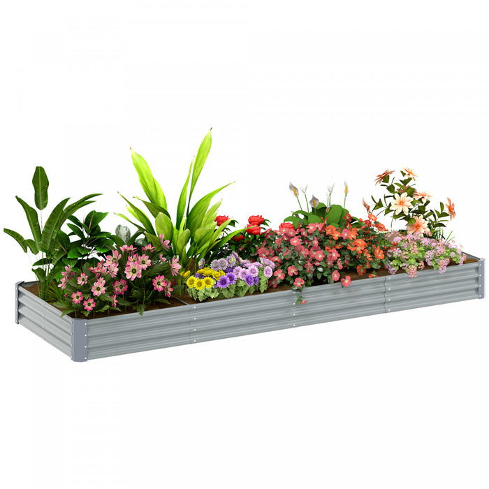 Outsunny Lit De Jardin Sureleve Galvanise 12x4x1pi, Fond Ouvert, Argent