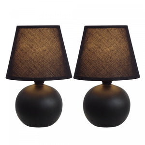 Ensemble de 2 mini lampes de table de Simple Designs à globe en céramique - noir