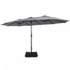 Costway Parasol double face 15FT a manivelle avec base pour marche exterieur Gris