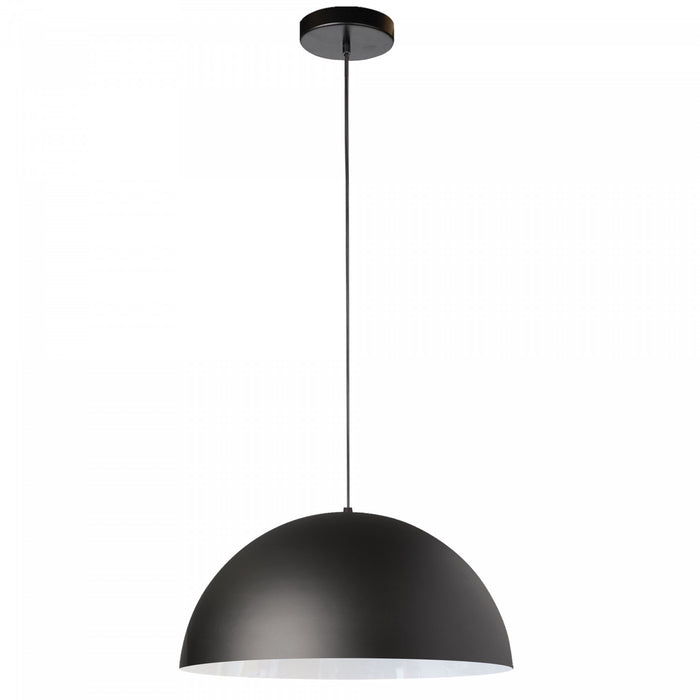 Petit luminaire suspendu Ofelia de Dainolite avec fini noir mat et blanc, et 1 ampoule