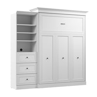 Grand lit escamotable Versatile de Bestar de 92 po (L) avec organisateur de garde-robe et tiroirs - blanc