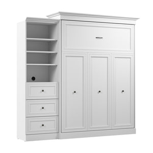 Grand lit escamotable Versatile de Bestar de 92 po (L) avec organisateur de garde-robe et tiroirs - blanc