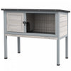 Pawhut Clapier En Bois Pour Lapin Petite Maison Pour Animaux Avec Toit Ouvert En Asphalte, Plateau Coulissant, Interieur/exterieur, Gris