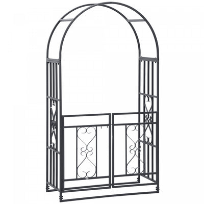 Outsunny 6.7 Ft Steel Garden Arch With Gate Outdoor Courtyard Lawn Backyard|Outsunny Arche De Jardin En Acier De 81 Po Avec Porte Pelouse Cour Arriere