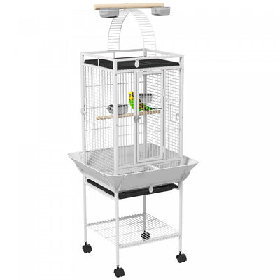 Pawhut 61.5 Inch Bird Cage Parakeet House For Cockatiel With Stand, Pull Out Tray, Play Top, Storage|Pawhut Cage A Oiseaux Pour Perruches Avec Support, Plateau Coulissant, Plateau De Jeu, Etagere De Ra