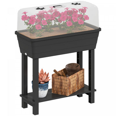 Outsunny 41L Self Watering Raised Garden Bed, Planter Box, Black