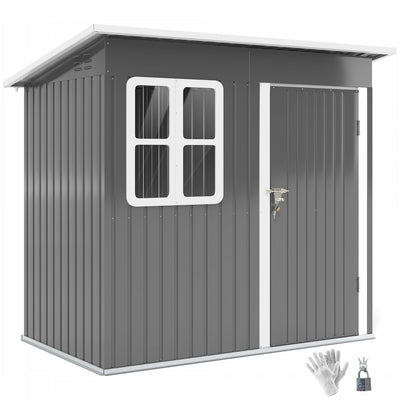 Outsunny 7' X 4' Metal Outdoor Storage Shed With Window, Lockable Door|Outsunny Remise De Rangement Exterieure Avec Fenetre, Porte Verrouillable
