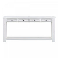  Table Console Gracie En Bois Massif Avec Tiroirs Et Etagere - Blanc Antique