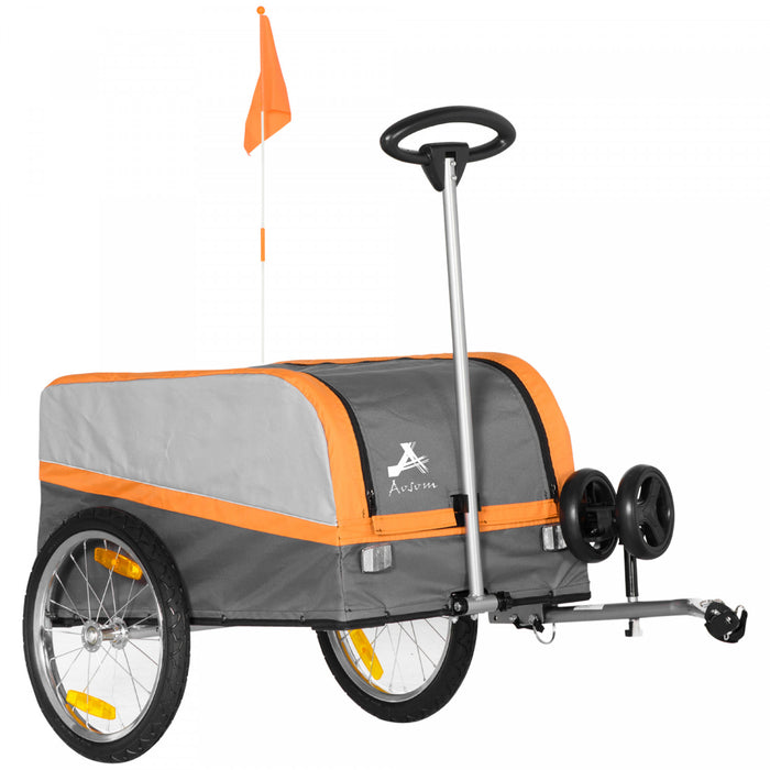 Aosom Remorque De Velo Et Chariot De Chariot, Chariot De Jardin Multi-usage Avec Coffre A Bagages, Grandes Roues De 40,6 Cm A Degagement Rapide, Reflecteurs De Securite, Attelage Et Poignee