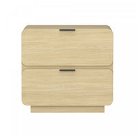  Table de nuit contemporaine moderne Chrystie 66 cm en bois naturel (2 tiroirs)