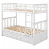 Lit Superpose Convertible Elvis En Bois Massif, Taille Simple, Avec Tiroirs, Blanc