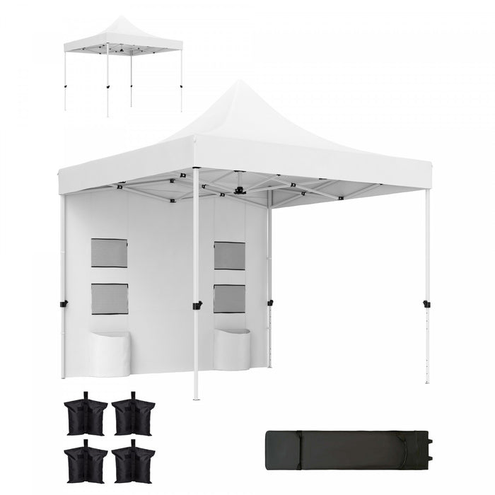 Outsunny Tente A Auvent Escamotable Robuste 10' X 10', Upf50+, Blanc