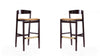 Tabouret de bar en bois rembourre style Klismos mi-siecle moderne, coloris camel - Lot de 2