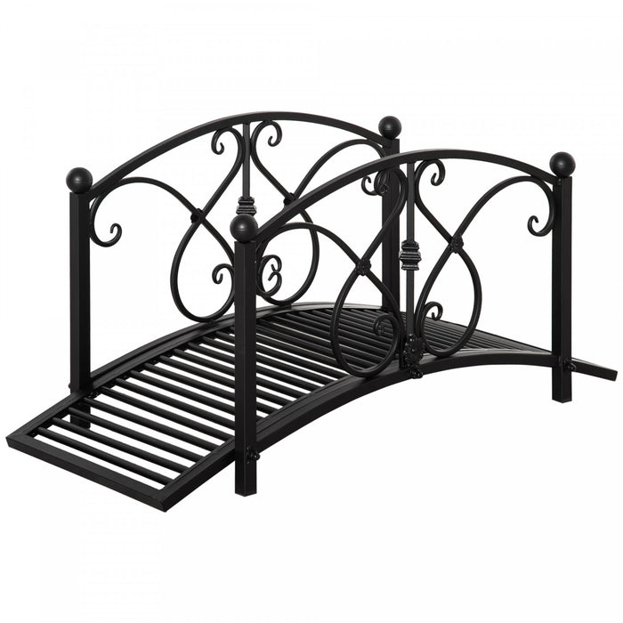 Outsunny Pont De Jardin 3,3', Pont D'etang Avec Garde-corps, Noir