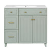 Meuble de salle de bain moderne Grady 36 pouces avec lavabo ceramique et rangement intelligent, vert