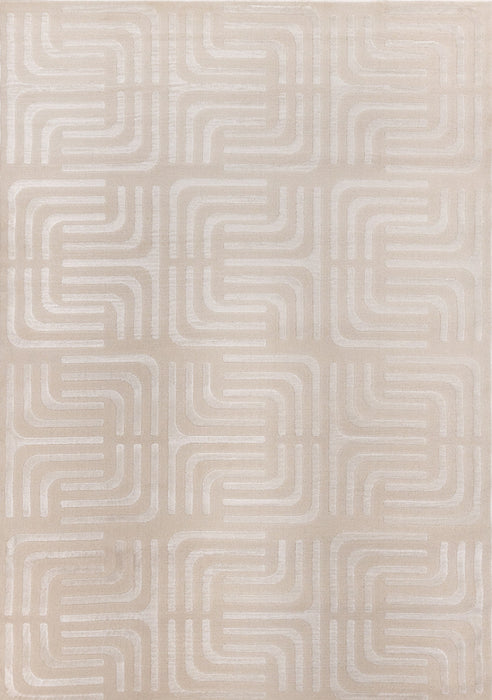 Tapis a motifs de treillis orientaux creme beige Leonardo, 5'3\" x 7'7\"