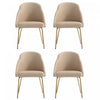 Chaise de salle a manger moderne Gracie en cuir vegetalien et metal, couleur beige et or - Lot de 4