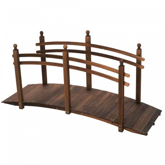 Outsunny Pont de Jardin Arque en Bois de Sapin 7.5' avec Rampes Laterales