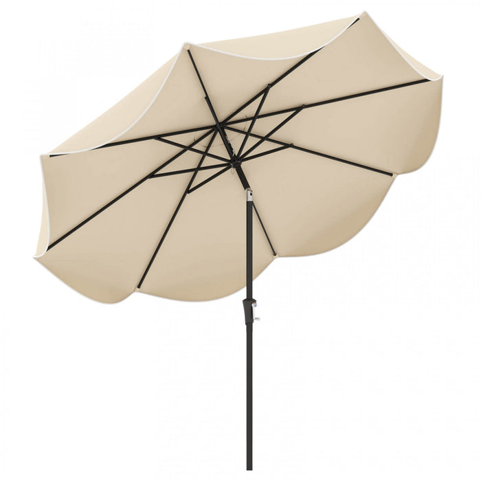 Parasol de patio Costway 9 pieds a deux niveaux de style marche avec manivelle et 8 baleines, beige