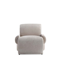 Fauteuil lounge en chenille beige Verandah style mid-century modern