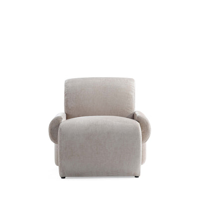 Verandah Mid-Century Modern Chenille Lounge Chair in Beige | Fauteuil lounge en chenille beige Verandah style mid-century modern