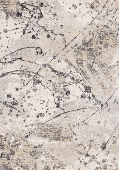 Sophie Grey Beige Black White Paint Splatter Design Rug, 7'10" x 10'6" Indoor Area Rug | Tapis Sophie a motif d'eclaboussures de peinture grises, beiges, noires et blanches, 7'10" x 10'6"