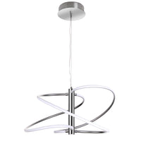 Luminaire suspendu Romy de Dainolite en silicone blanc qui diffuse la lumière, avec fini chromé poli et ampoule à DEL de 36 W