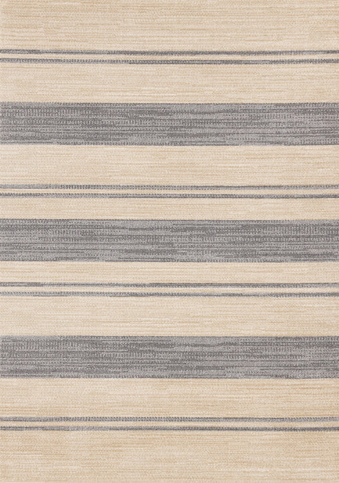 Tapis Covington beige et gris a rayures, 5'3\" x 7'7\"