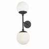 Applique murale Dayana de Dainolite en verre blanc, avec fini noir mat et 2 ampoules