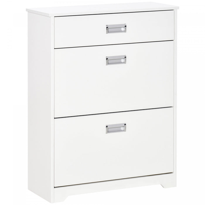 HOMCOM Meuble a Chaussures Moderne avec 3 Tiroirs pour 16 Paires, Blanc