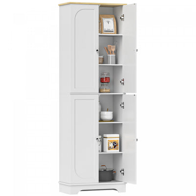 HOMCOM 72" Tall Pantry Cabinet, Kitchen Pantry Cabinet with 4 Doors, White