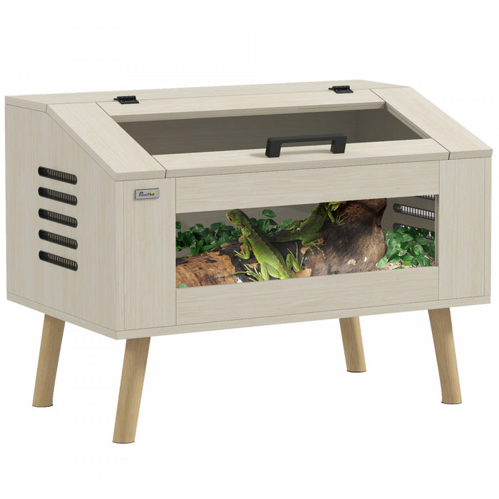 Pawhut Terrarium Pour Reptiles De 29 Gallons, 31,5\" X 20\" X 24\" Reservoir Pour Reptiles A Ouverture Superieure Avec Fenetres En Verre Trempe, Ventilations, Pour Serpents, Lezards, Cameleons, Hamsters