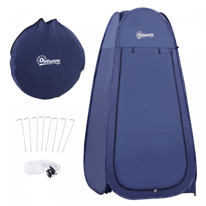 Outsunny Tente De Douche De Camping Portable Vestiaire Tentes D'abri De Confidentialite Toilettes De Plage Et Seance Photo En Interieur Avec Sac De Transport Bleu Marine