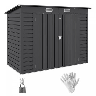 Outsunny 8 X 4ft Metal Garden Storage Shed With Double Doors And 2 Vents|Outsunny Abri De Jardin En Metal Galvanise 8 X 4 Pieds Avec 2 Events