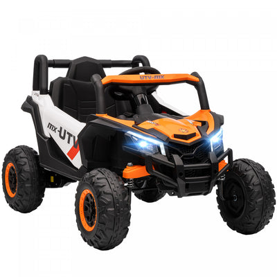 Qaba 12v Kids Ride On Car With Remote Control, Battery Powered Electric Utv With Slow Start, Spring Suspension, Led Lights, Music, Usb Port, For Boys And Girls 3-5 Years, Orange