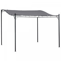 Pergola Tonnelle De Jardin Auvent 2,97 X 2,97 M Adossable Metal Gris Polyester Impermeabilise Anti-u