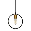 Luminaire suspendu Geometric circulaire de Dainolite avec fini noir mat et bronze rétro, et 1 ampoule