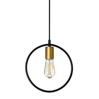 Luminaire suspendu Geometric circulaire de Dainolite avec fini noir mat et bronze rétro, et 1 ampoule