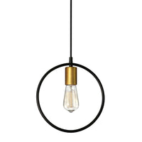 Luminaire suspendu Geometric circulaire de Dainolite avec fini noir mat et bronze rétro, et 1 ampoule