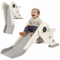 Qaba Toboggan 3 En 1 Pour Tout-petits, Toboggan Pliable Pour Enfants Avec Panier De Basket, Equipeme