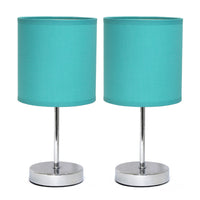 Ensemble de 2 mini lampes de table de base de Simple Designs chromées - turquoise