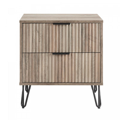 Dumbo Modern 20" Fluted Nightstand in Rustic Gray (2-Drawer) | Table de nuit moderne Dumbo 20" a cannelures, gris rustique (2 tiroirs)