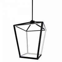 Luminaire suspendu Cage de Dainolite blanc qui diffuse la lumière, avec fini noir mat et ampoule à DEL de 46 W
