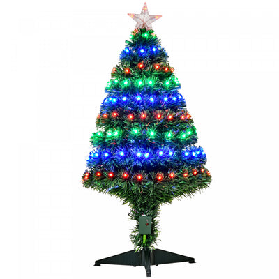 Homcom 3ft Pre-lit Fiber Optic Artificial Christmas Tree With 90 Led Lights And Branch Tips|Homcom Sapin De Noel Artificiel A Fibre Optique Pre-illumine De 0.9 M Avec 90 Lumieres Led Et Pointes De Branches