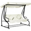Outsunny 3 Places Patio Swing Chair Convertible Lit Rembourre Porche Exterieur Avec Auvent Et Oreiller