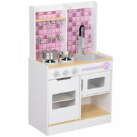 Qaba Cuisine De Jeu Pour Enfants Avec Lumieres Et Sons Realistes, Evier, Four, Cuisiniere, Cuisine D