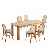 Ensemble de salle a manger chic industriel moderne Paragon et Rockaway 7 pieces en flocon d’avoine et naturel